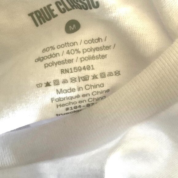TRUE CLASSIC WHITE SHORT SLEEVE CREW NECK TEE SHIRT - Picture 5 of 5